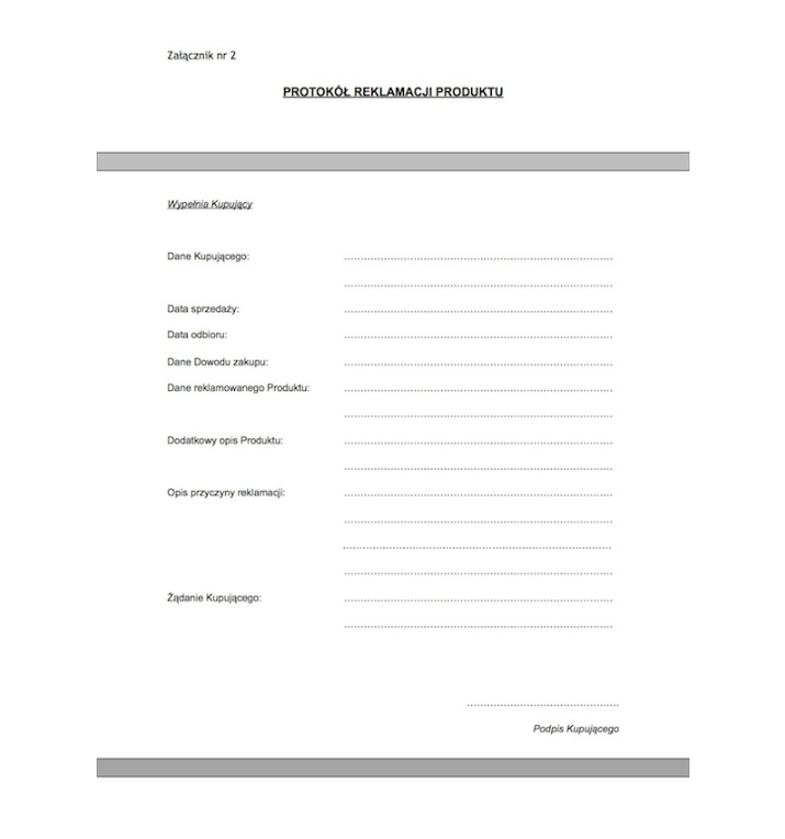 Załącznik nr 2 – Formularz reklamacyjny